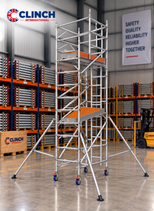 5.7m (18'8") Working Height – Clinch Tower 850, 1.8m (5'11") Long, Clinch Industrial Scaffold Tower