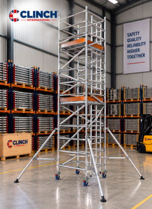 7.7m (25'3") Working Height – Clinch Tower 850, 1.8m (5'11") Long, Clinch Industrial Scaffold Tower