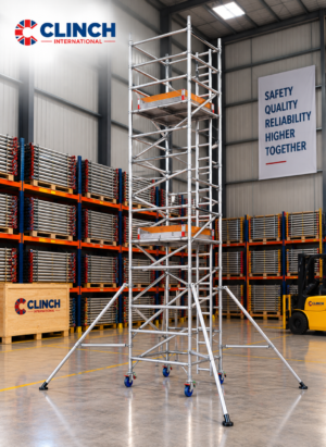 8.2m (26'11") Working Height – Clinch Tower 850, 1.8m (5'11") Long, Clinch Industrial Scaffold Tower