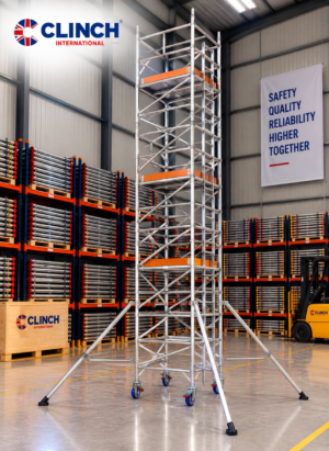 9.2m (30'2") Working Height – Clinch Tower 850, 1.8m (5'11") Long, Clinch Industrial Scaffold Tower