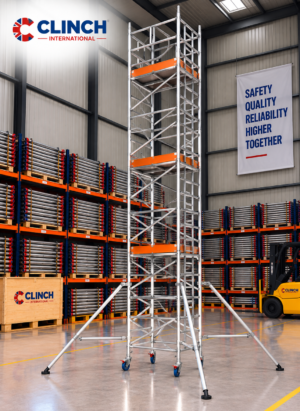 11.2m (36'9") Working Height – Clinch Tower 850, 1.8m (5'11") Long, Clinch Industrial Scaffold Tower